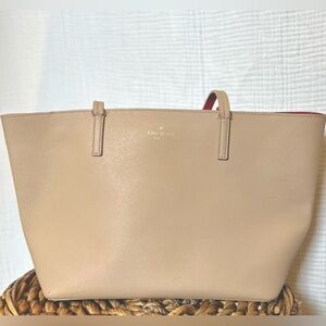 Kate spade nude and red tote purse